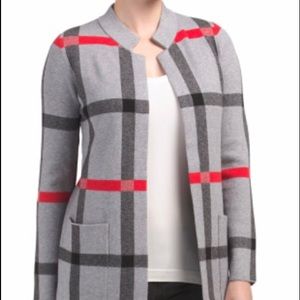 Tahari Gray/Black/Red Cardigan Duster 🖤❤️☑️
